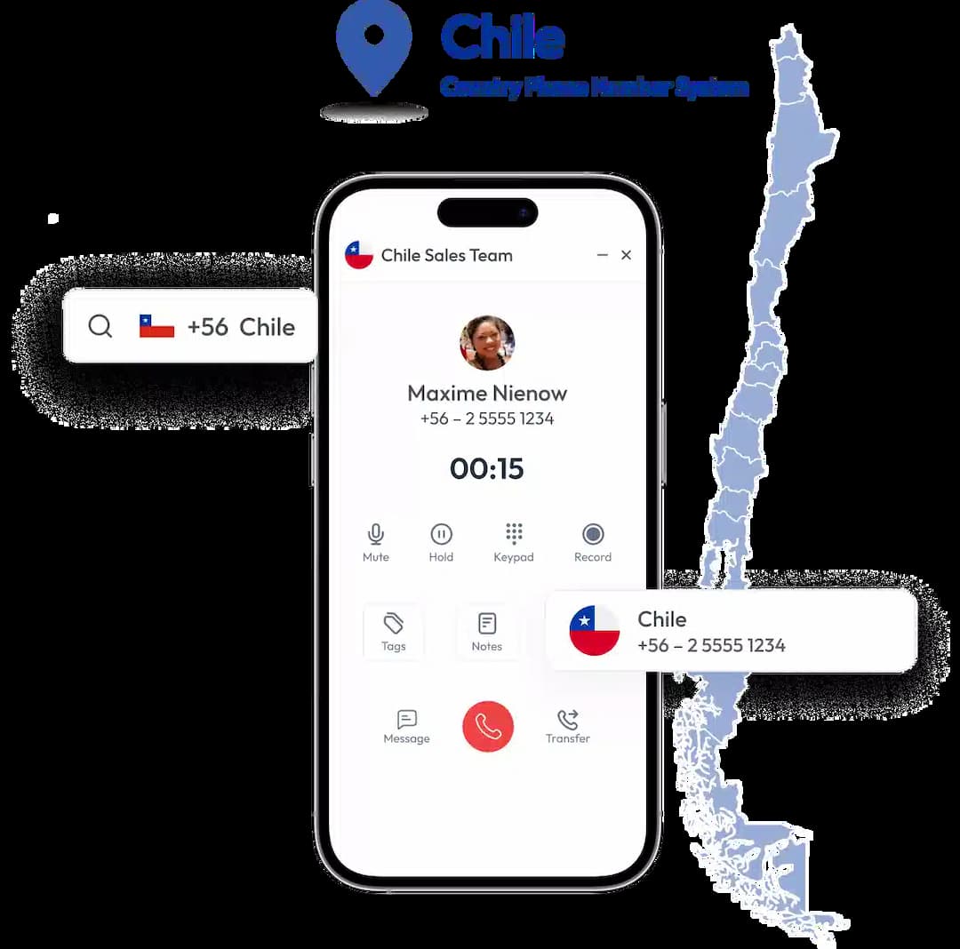 calling chile number through mobile and its area map in the background
