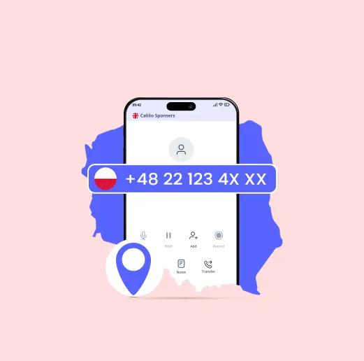 Poland phone number pinned in a map
