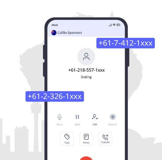 dailing interface showing australia phone number