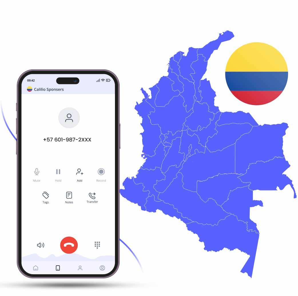 colombia virtual number highlighted in a map of colombia