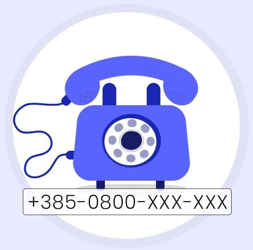 croatia toll free number example with old telephone