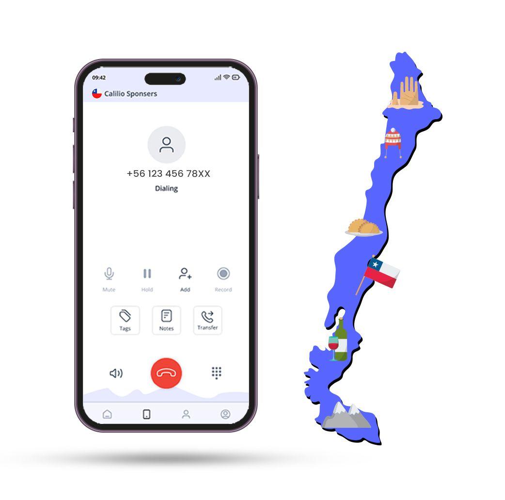 calling chile number through mobile and its area map in the background