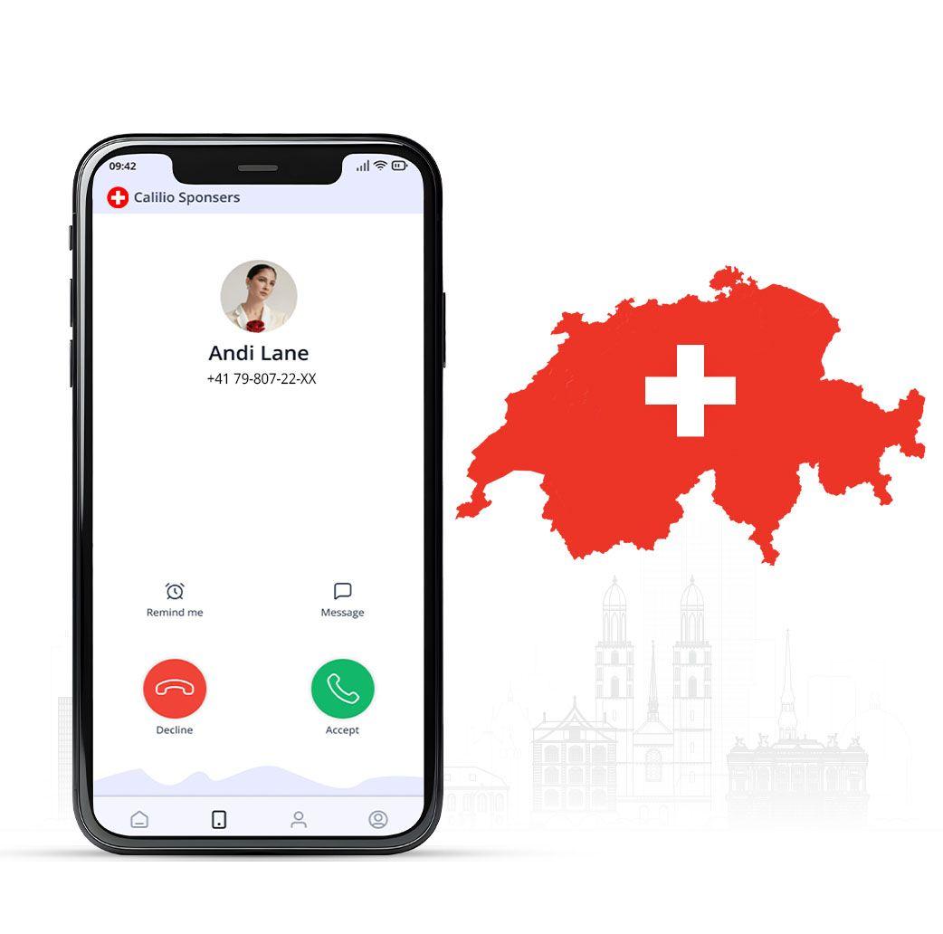 interface of incoming call from switzerland number