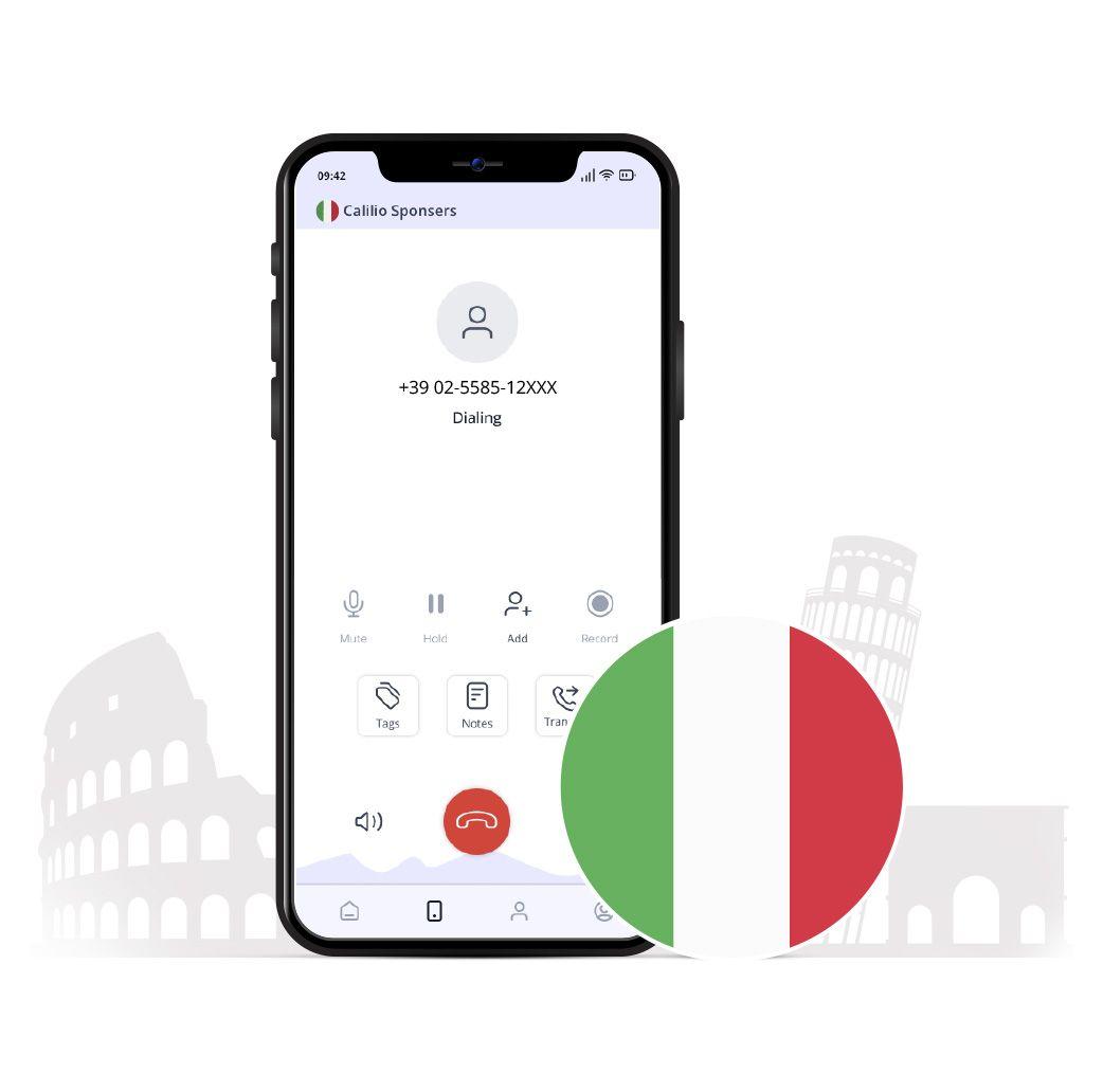 dailing interface of italian virtual phone number