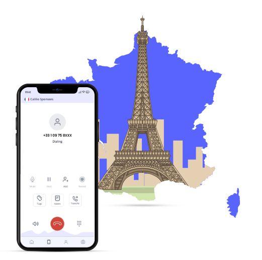france map consisting of eiffel tower with calling interface