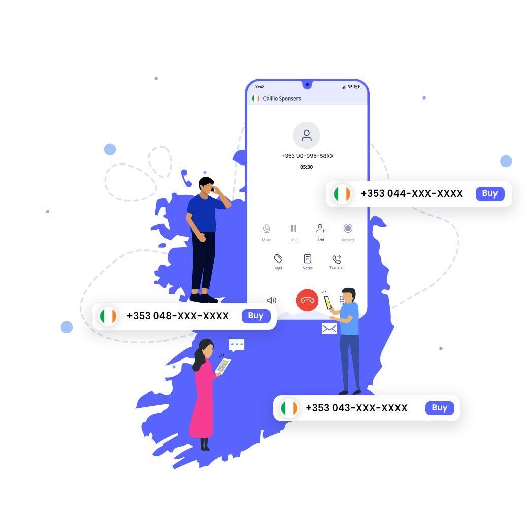 ireland phone numbers pinned in a mobile and customer using them