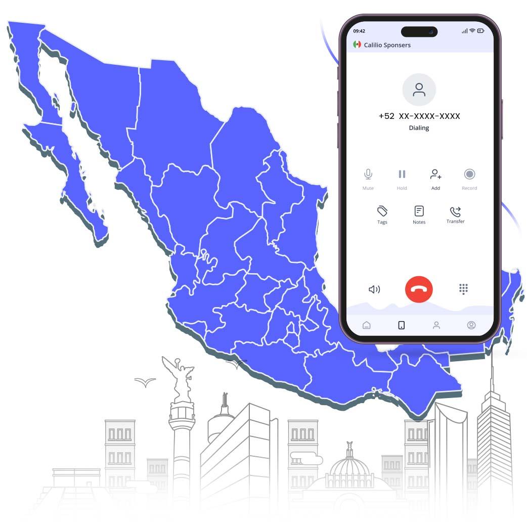 interface of calling mexico number from calilio