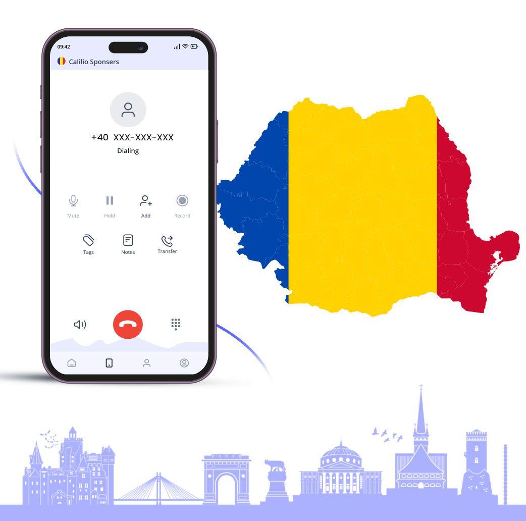 phone number of romania in a mobile number and map of romania along with it
