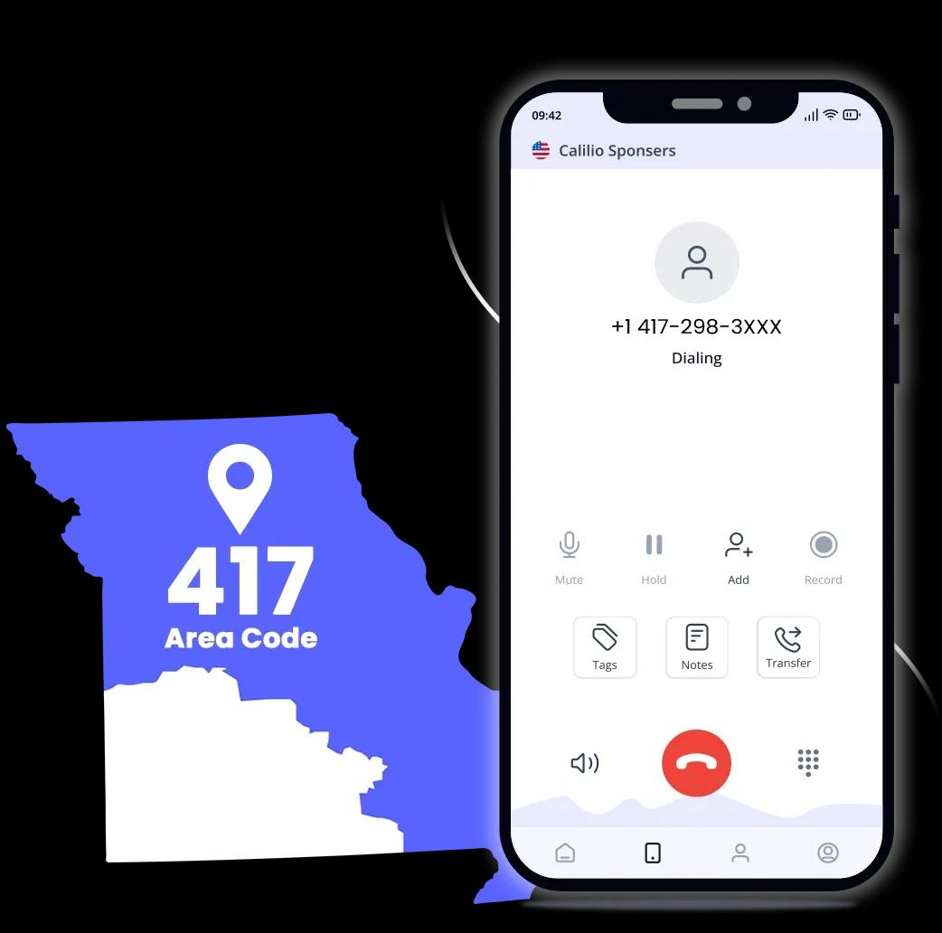  A phone dialing 417 area code number