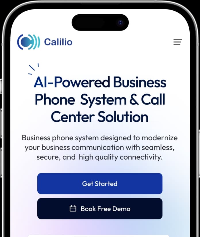 Calilio AI-powered business phone system website on mobile