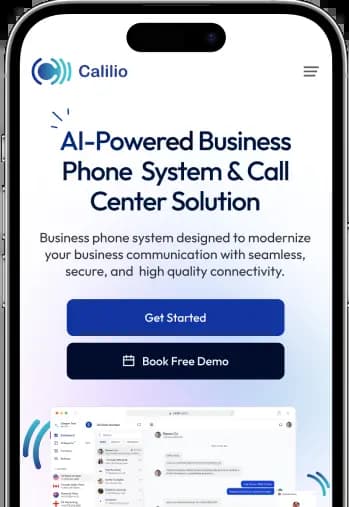 Calilio AI-powered business phone system website on mobile