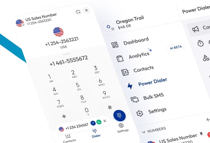 Power dialer on calilio