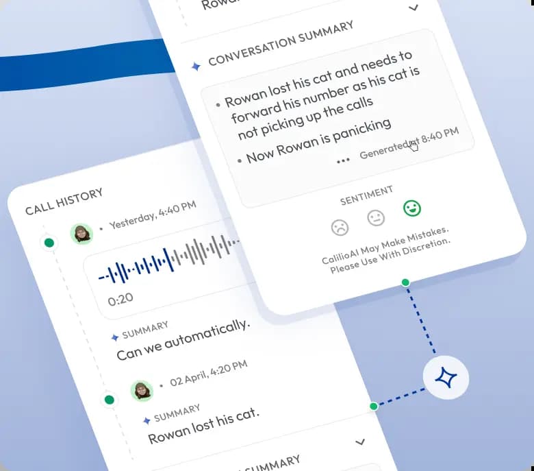 ai call summary on calilio