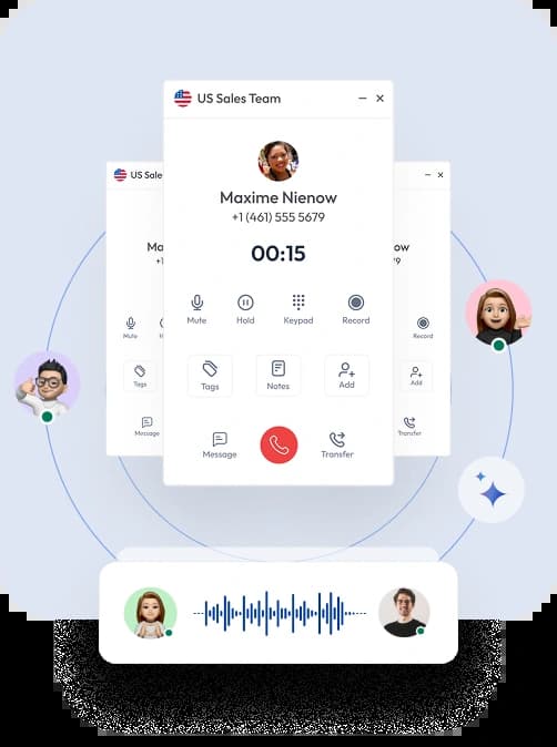 phone interface with call options and avatars